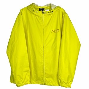 A.P.C. Yellow Logo Printed Jacket NEW Size L Rain Windbreaker